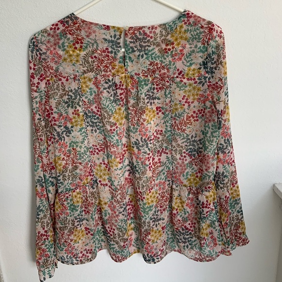 LOFT Floral Longsleeve Blouse Petites SP - Picture 4 of 8